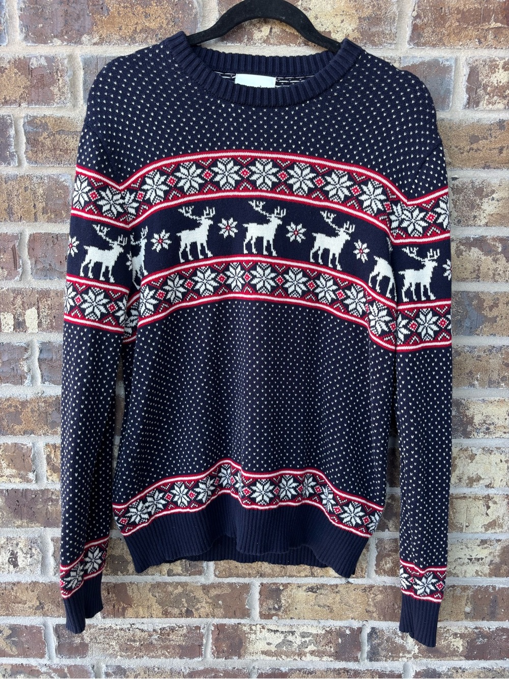 Men's Navy Reindeer Pattern Crewneck Sweater